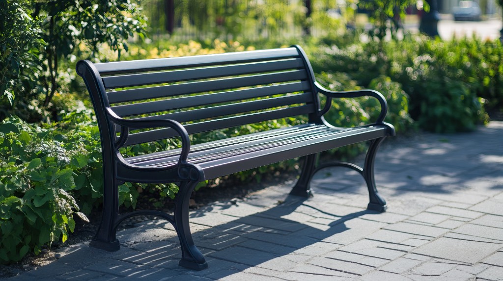Outdoor metal park bench by Lord's Furniture